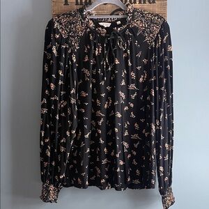 Fat Face UK Black Floral Blouse 🖤🌺 size 12 large